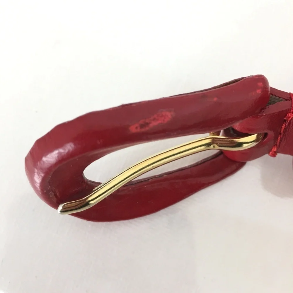 Vintage Liz Claiborne Thin Leather Belt Red VTG 80’s 90”s Women’s Size Small